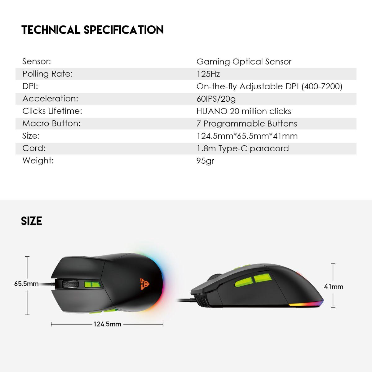 Fantech Phantom Ii Vx6 Ergonomic Macro Rgb Gaming Mouse F