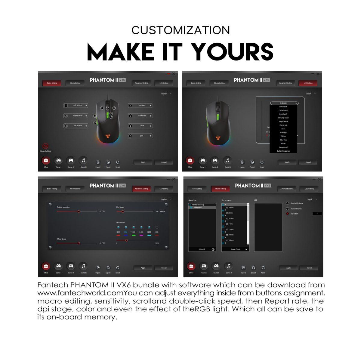 Fantech Phantom Ii Vx6 Ergonomic Macro Rgb Gaming Mouse G