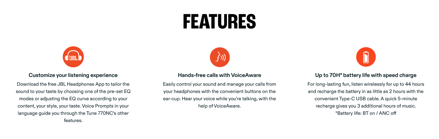 Jbl Tune 770 Nc Wireless Over Ear Headphone E