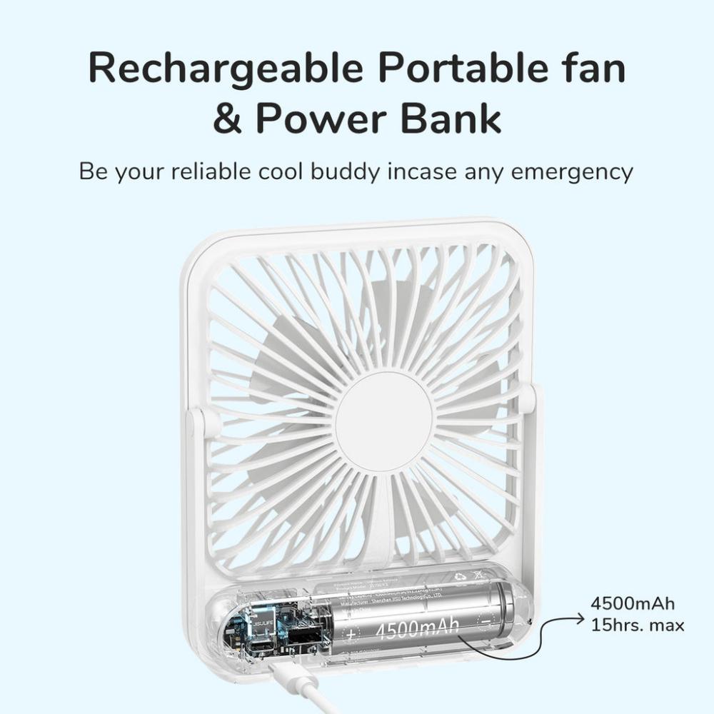 Jisulife Fa26 4500Mah Rechargeable Ultra Thin Desktop Fan C