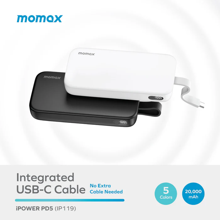 Momax Pd5 20,000Mah 22 5W Power Bank With Type C Cable C