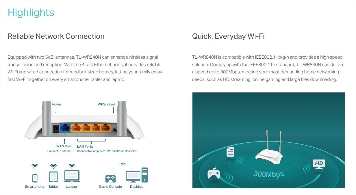 Tp Link Tl Wr840N 300 Mbps Ethernet Single Band Wi Fi Router D Tp Link Tl Wr840N 300 Mbps Ethernet Single Band Wi Fi Router D