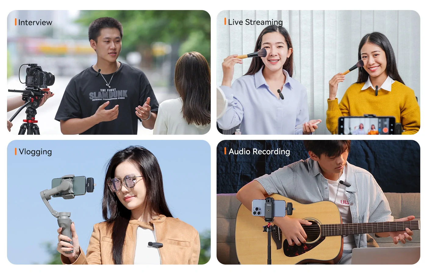 Ulanzi V6 3 In 1 Plug Play Wireless Lavalier Microphone For Iphone Android Tablet Camera E