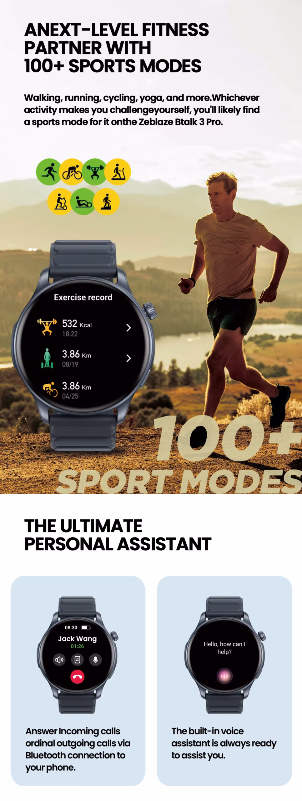 Zeblaze Btalk 3 Pro Smart Watch Amoled Display D Zeblaze Btalk 3 Pro Smart Watch Amoled Display D