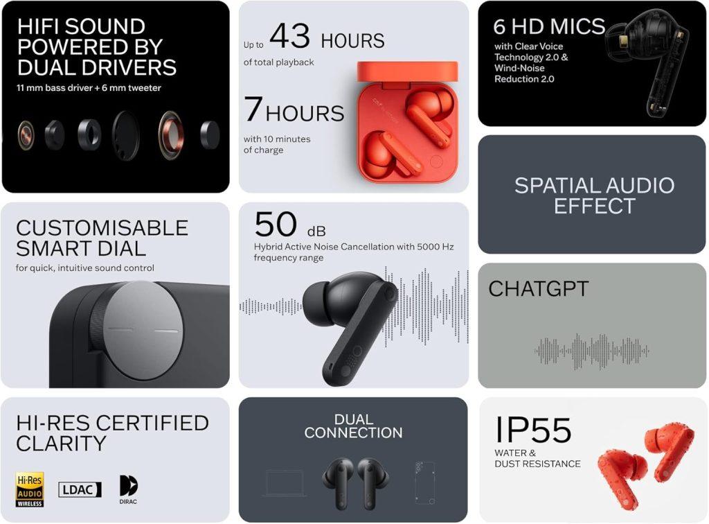 Cmf By Nothing Buds Pro 2 Anc Ldac Audio Earbuds A