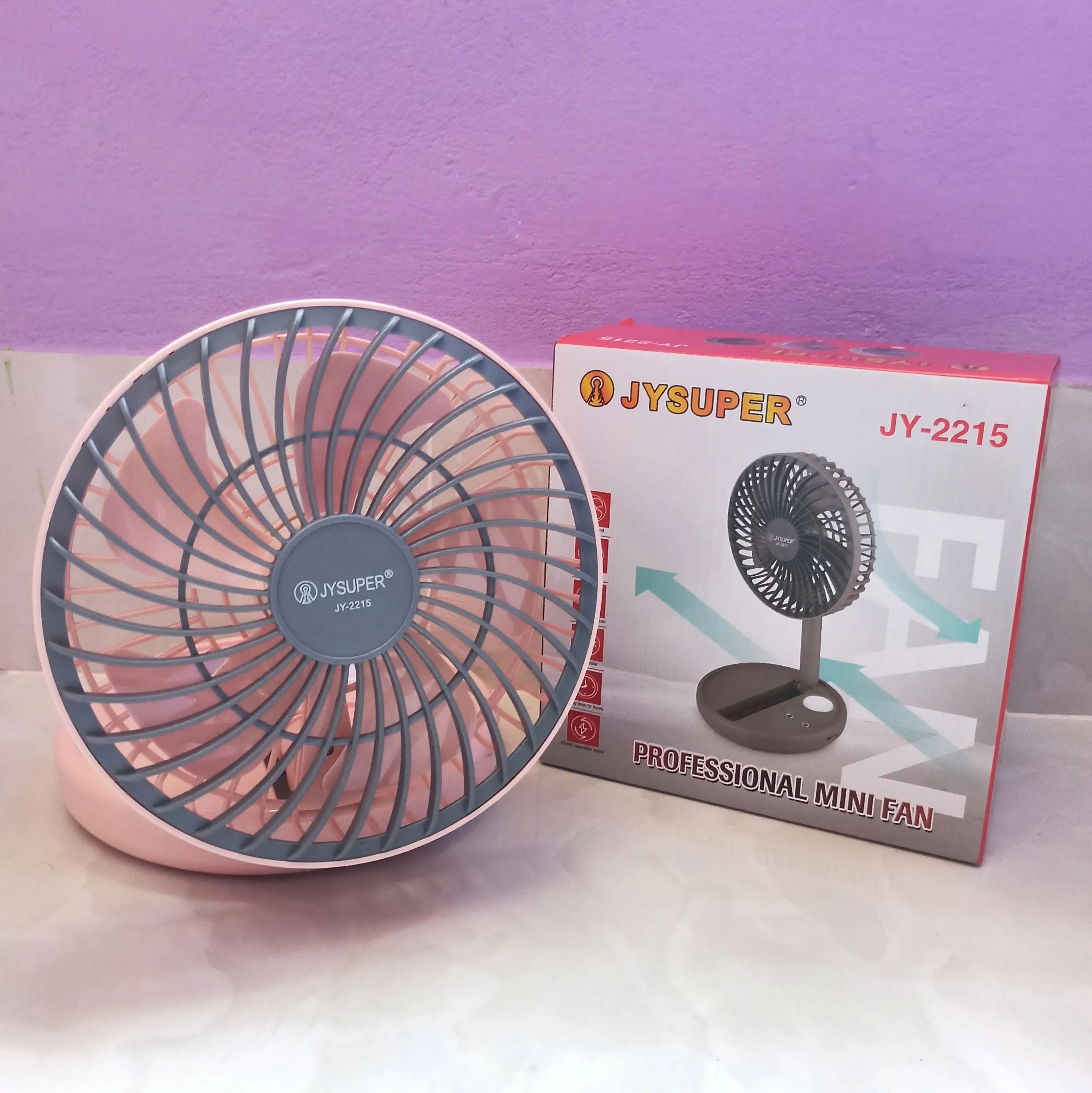 Jysuper Jy 2215 Professional Rechargeable Fan With Led Light B