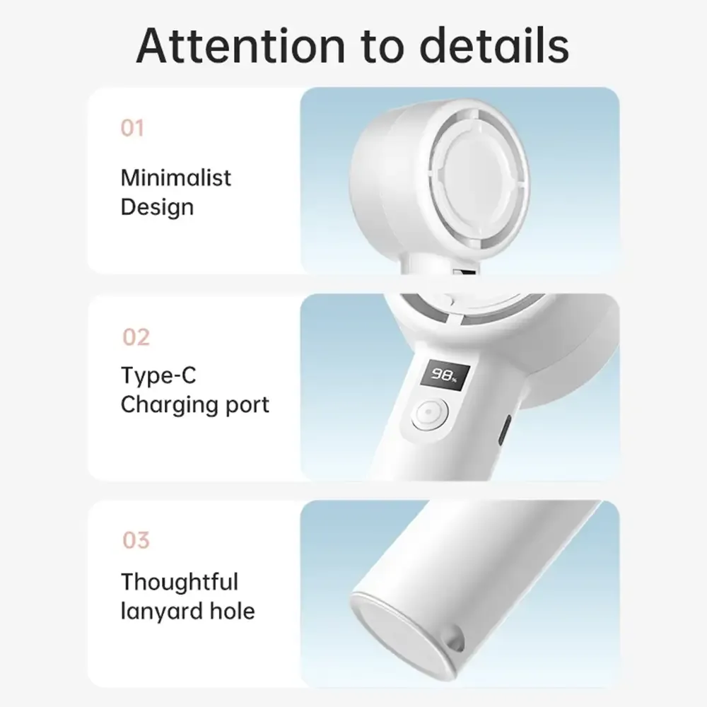 Plextone F2 5 Gear Handheld Fan With Display E