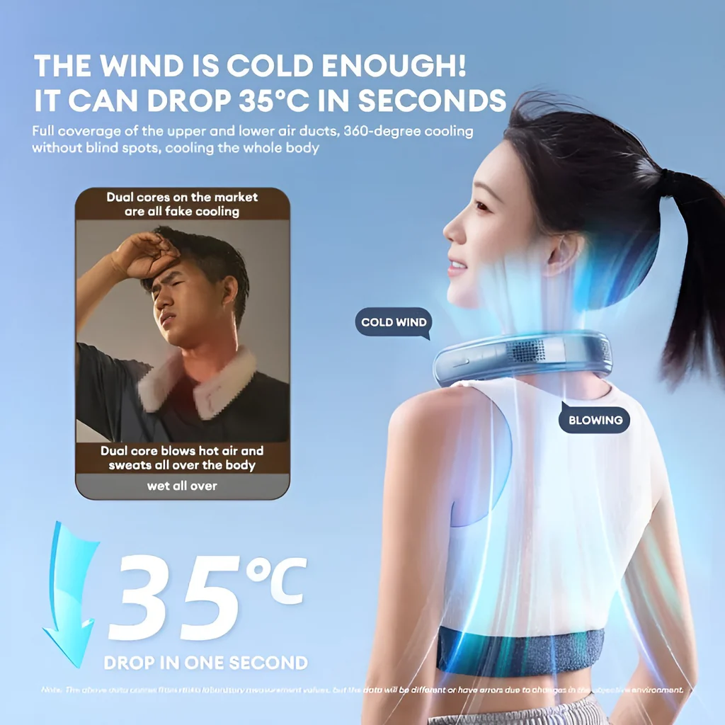 Rtako Bp626 Five Core Neck Hanging Cooling Fan 4000Mah Battery E