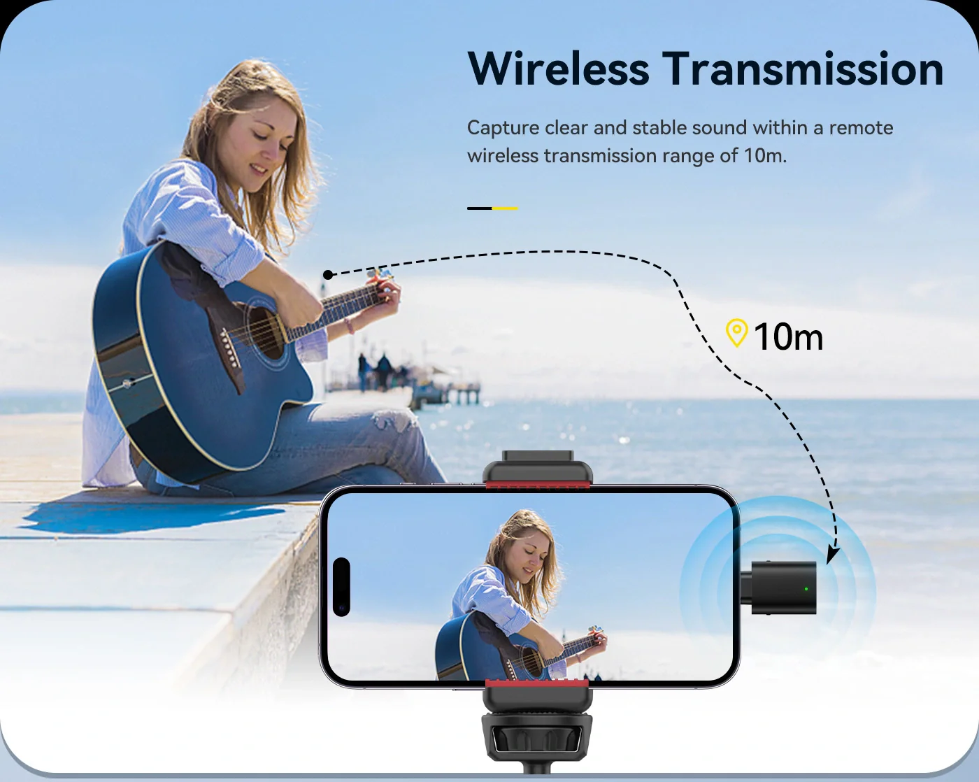 Ulanzi Wm 10 Wireless Clip On Microphone For Smartphone Or Tablet D