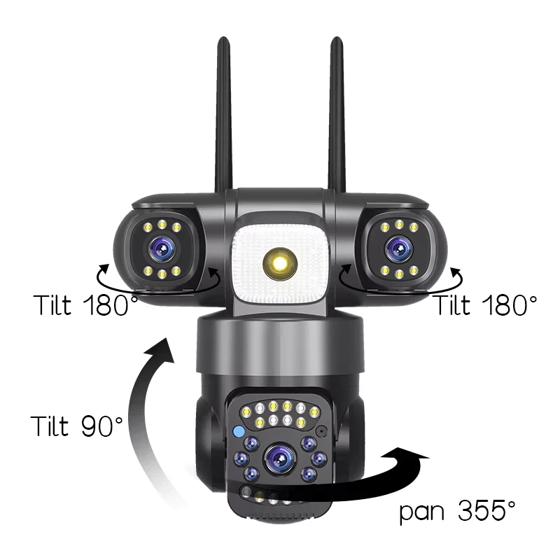V380 Pro 3 Lens Cctv Outdoor Waterproof Night Vision Ptz Camera 4G+Lan A