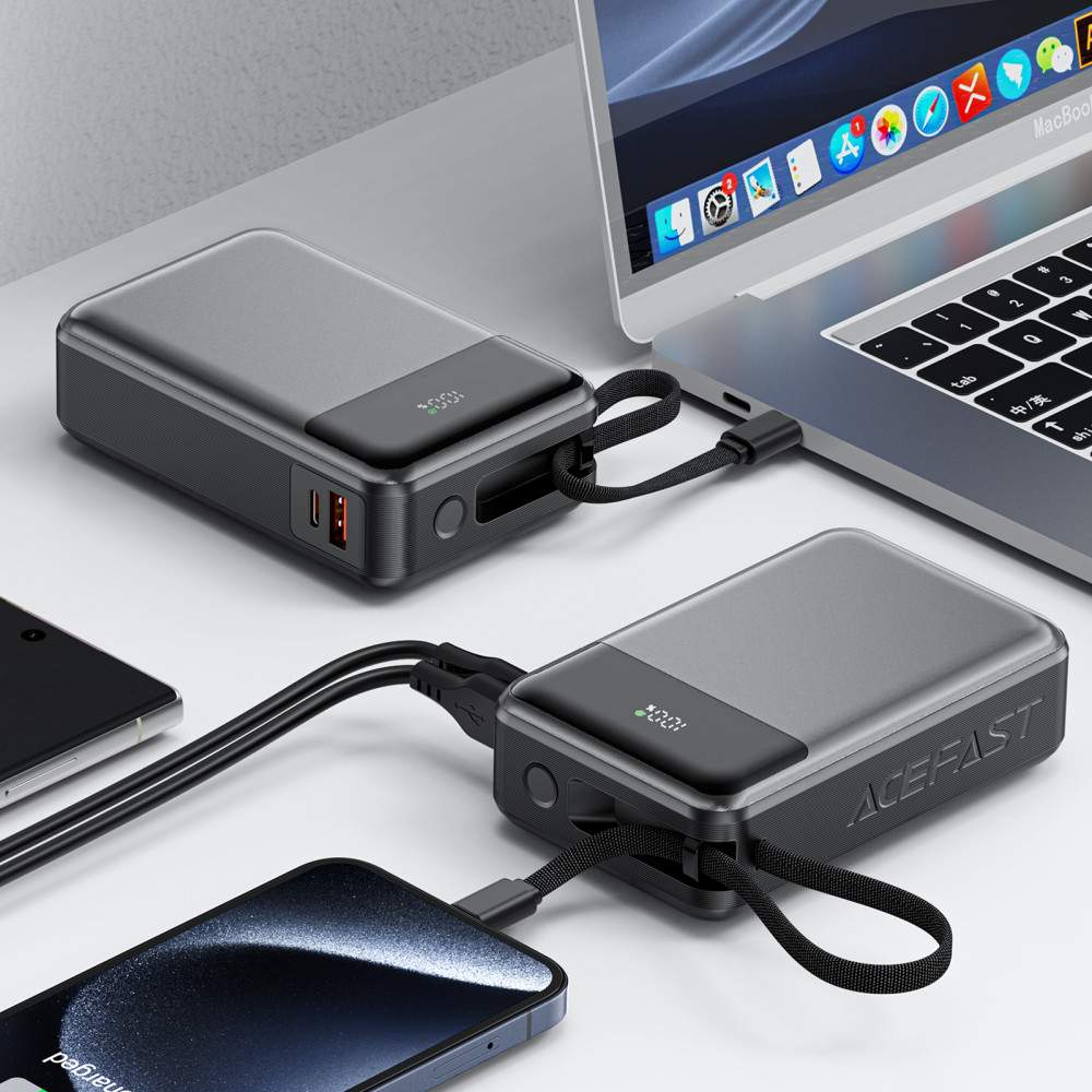 Acefast M21 20000Mah Pd65W Fast Charging Power Bank With Built In Usb C Cable Aa