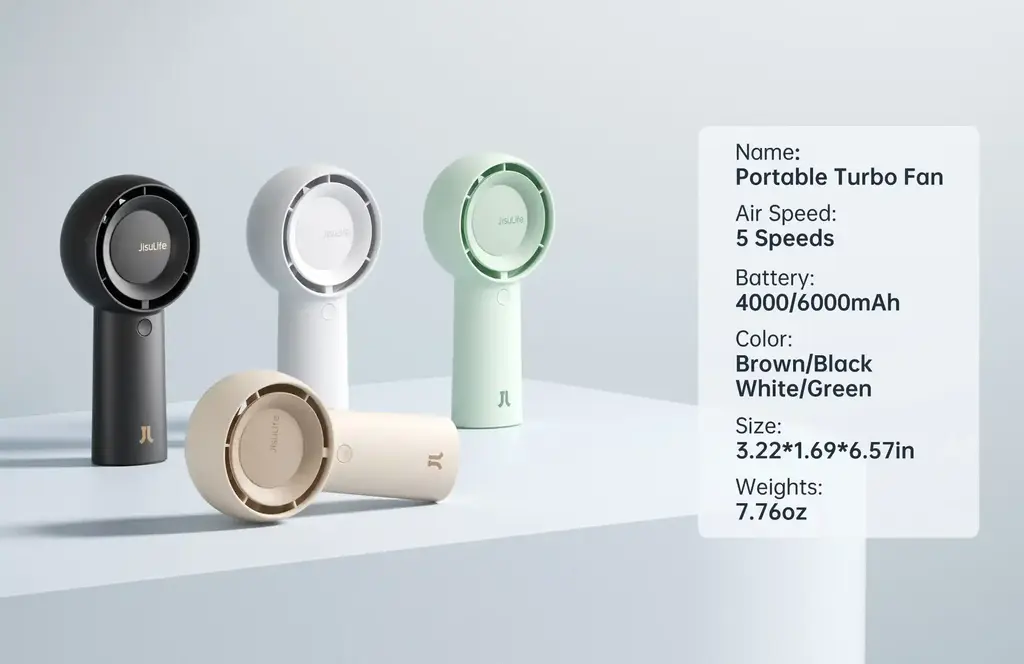 Jisulife Fa43 Handheld Power Turbo Fan 4000Mah 3