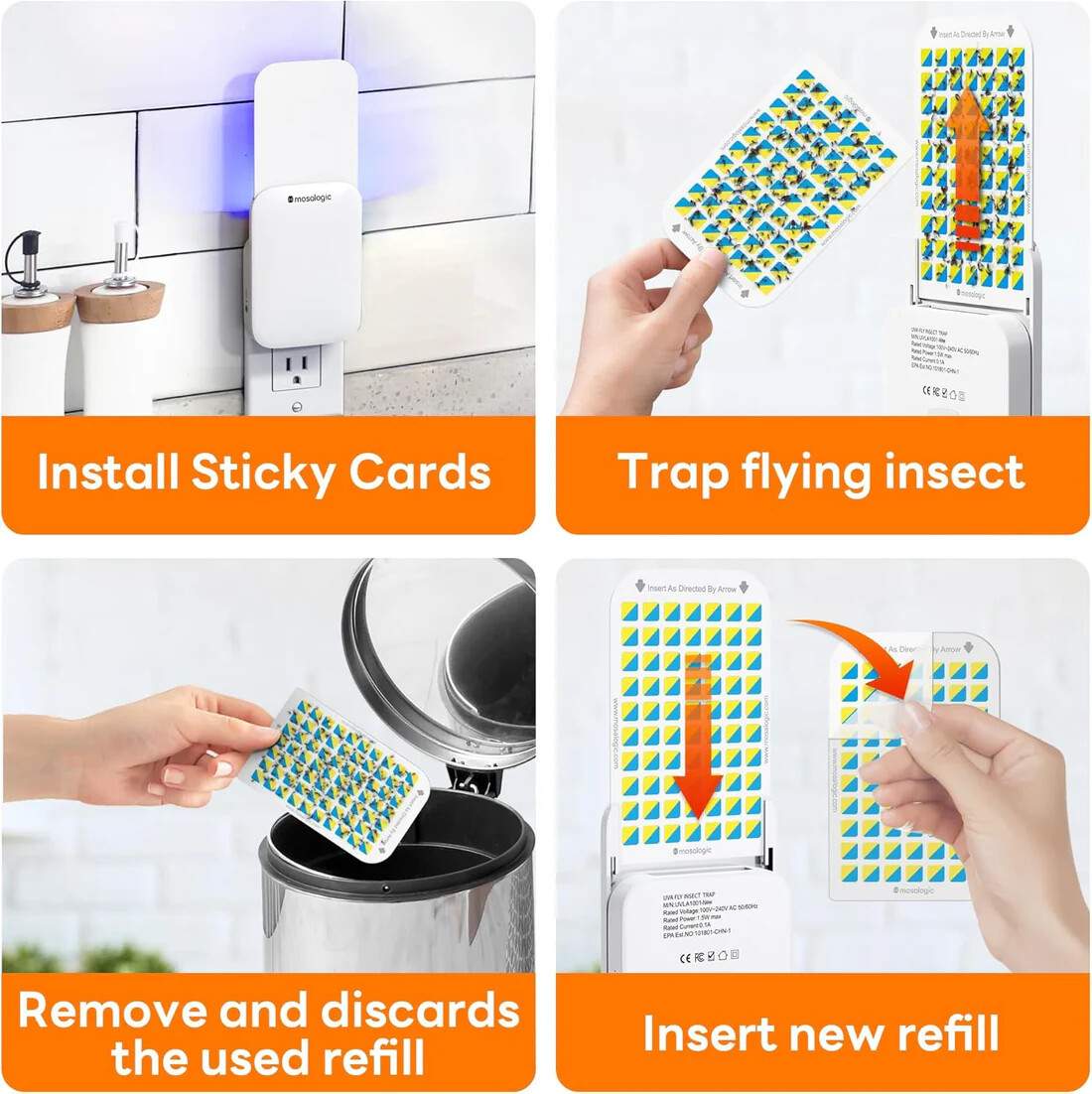 Mosalogic Uva Insect Trap With 5 Sticky Card Refills Ba
