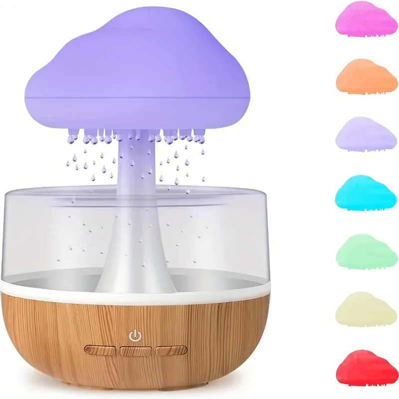 Rain Cloud Night Light Humidifier With Raining Water Drop Sound Oil Diffuser For Bedroom A