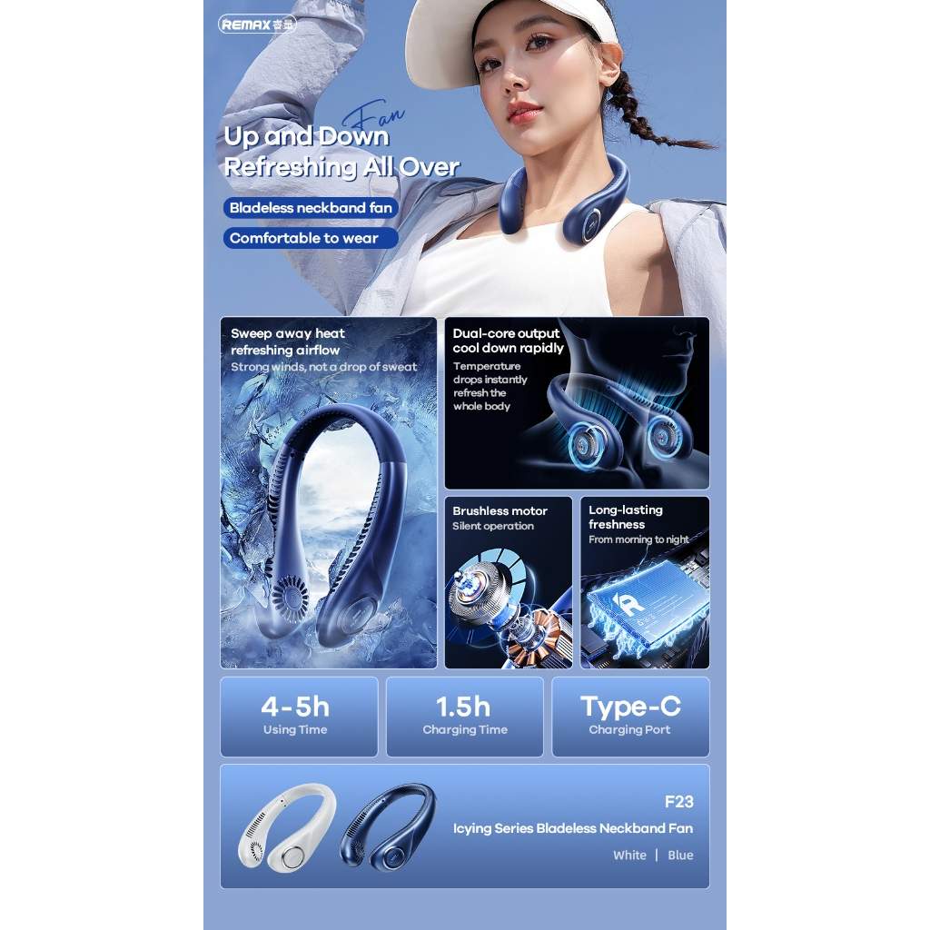 Remax F23 Icying Series Bladeless Neckband Fan