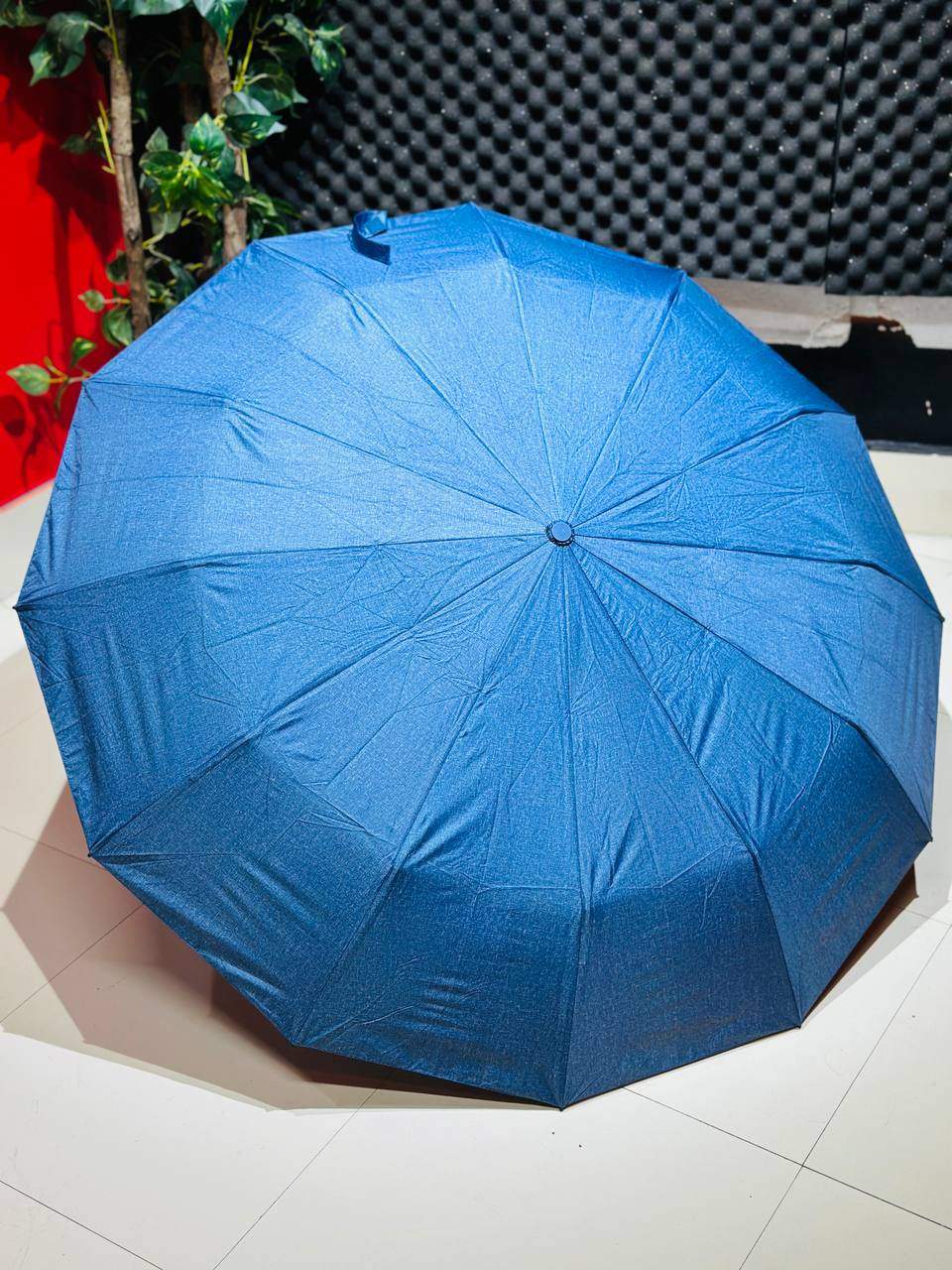 Premium 12 Ribs Automatic Umbrella With Flash Light – Blue