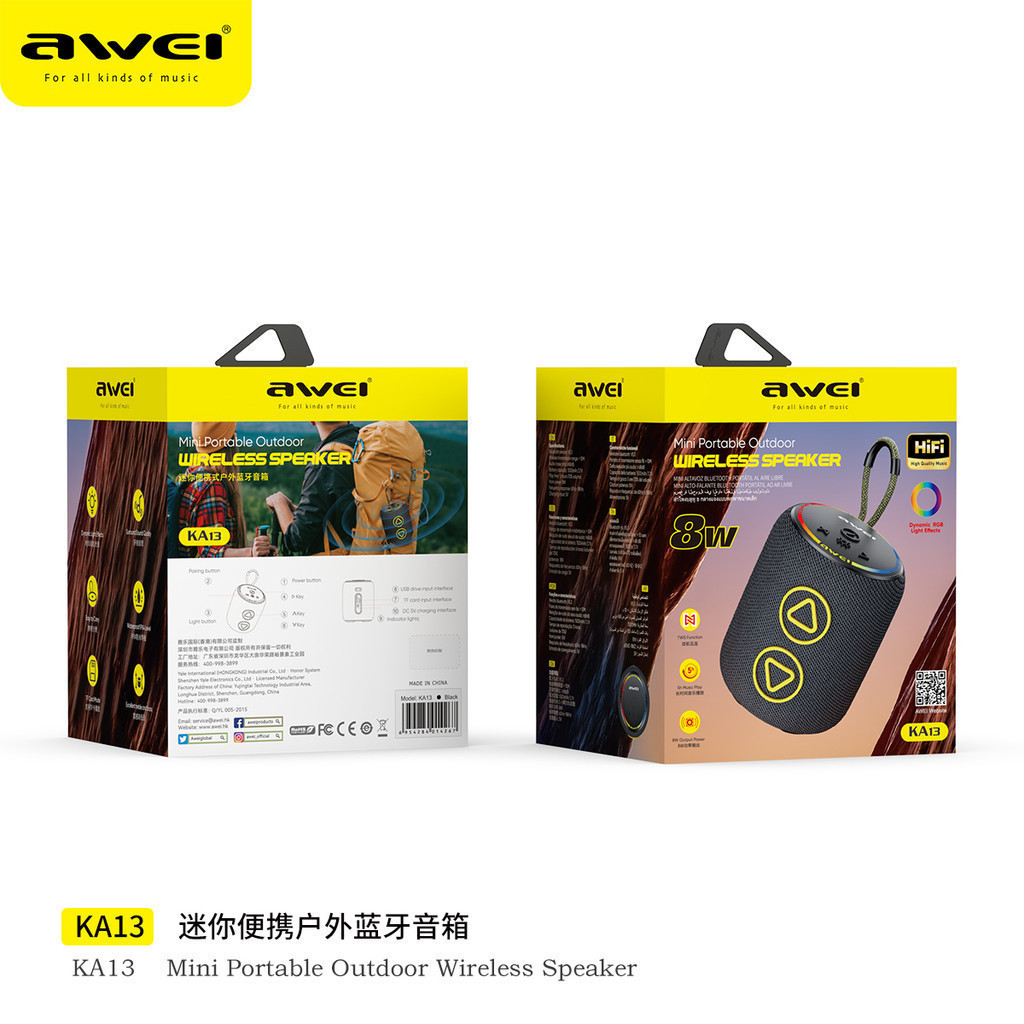 Awei Ka13 Mini Bluetooth Speaker With Rgb Light C