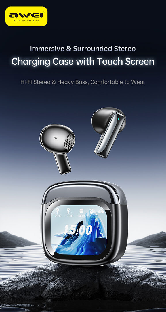 Awei Tp100 Enc Touch Screen Color Screen Bluetooth Headset A Awei Tp100 Enc Touch Screen Color Screen Bluetooth Headset A