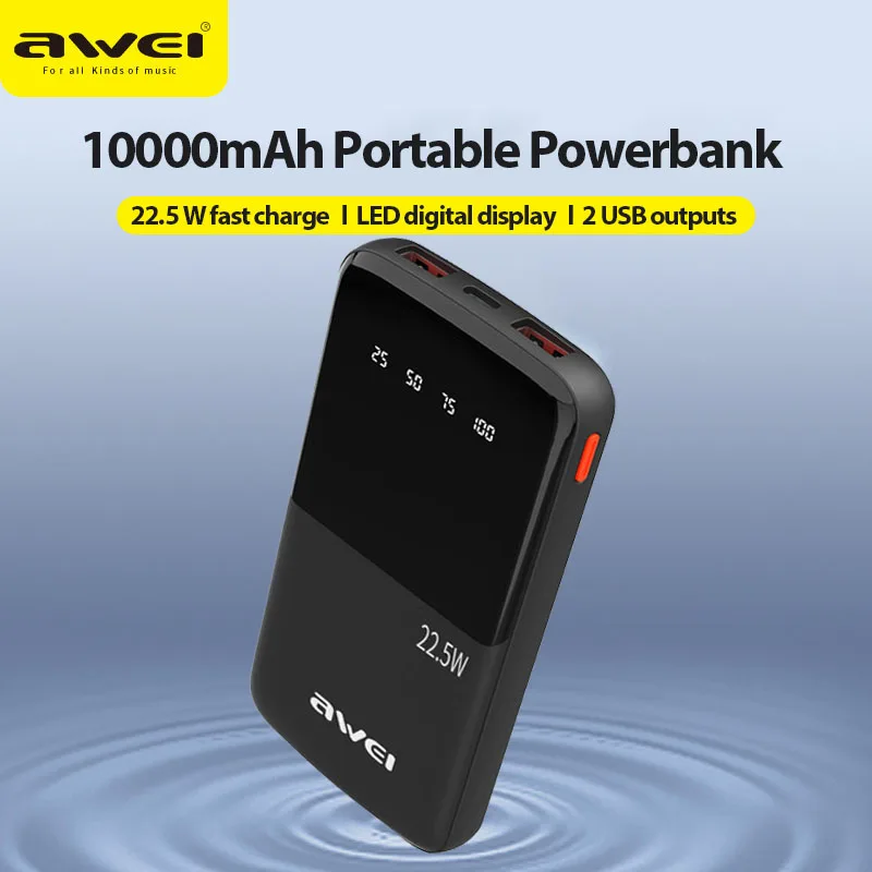 Awei P10K 10000Mah 22 5W Pd Fast Charge Power Bank A Awei P10K 10000Mah 22 5W Pd Fast Charge Power Bank A