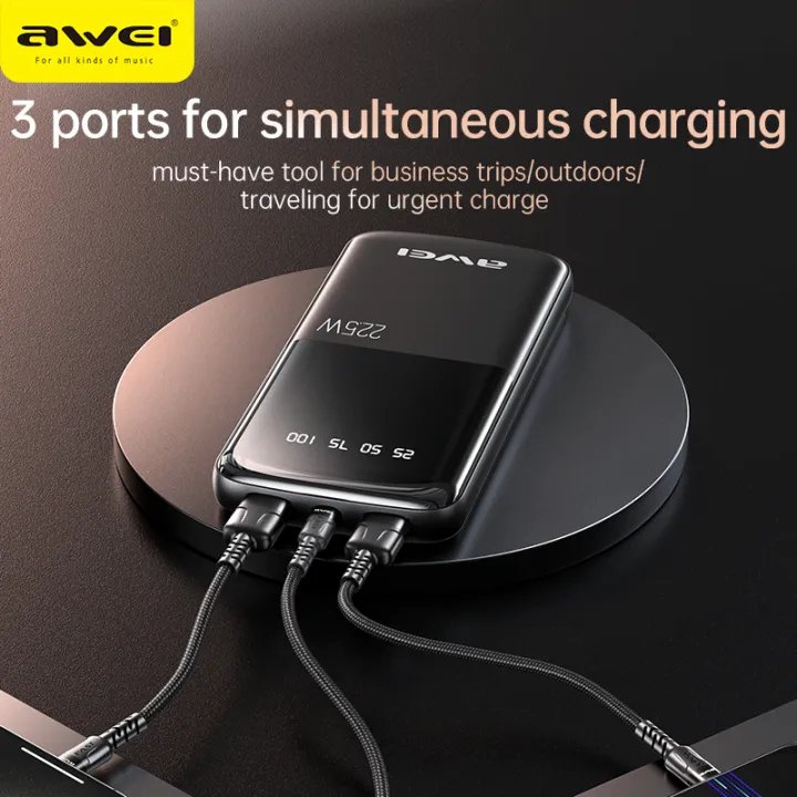 Awei P10K 10000Mah 22 5W Pd Fast Charge Power Bank D Awei P10K 10000Mah 22 5W Pd Fast Charge Power Bank D