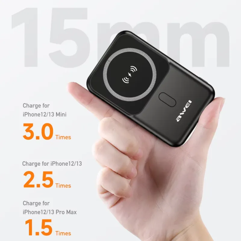 Awei P139K 10000Mah 15W Magnetic Wireless Power Bank B