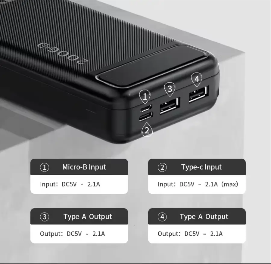 Awei P6K 20000Mah Double Usb Output Power Bank A