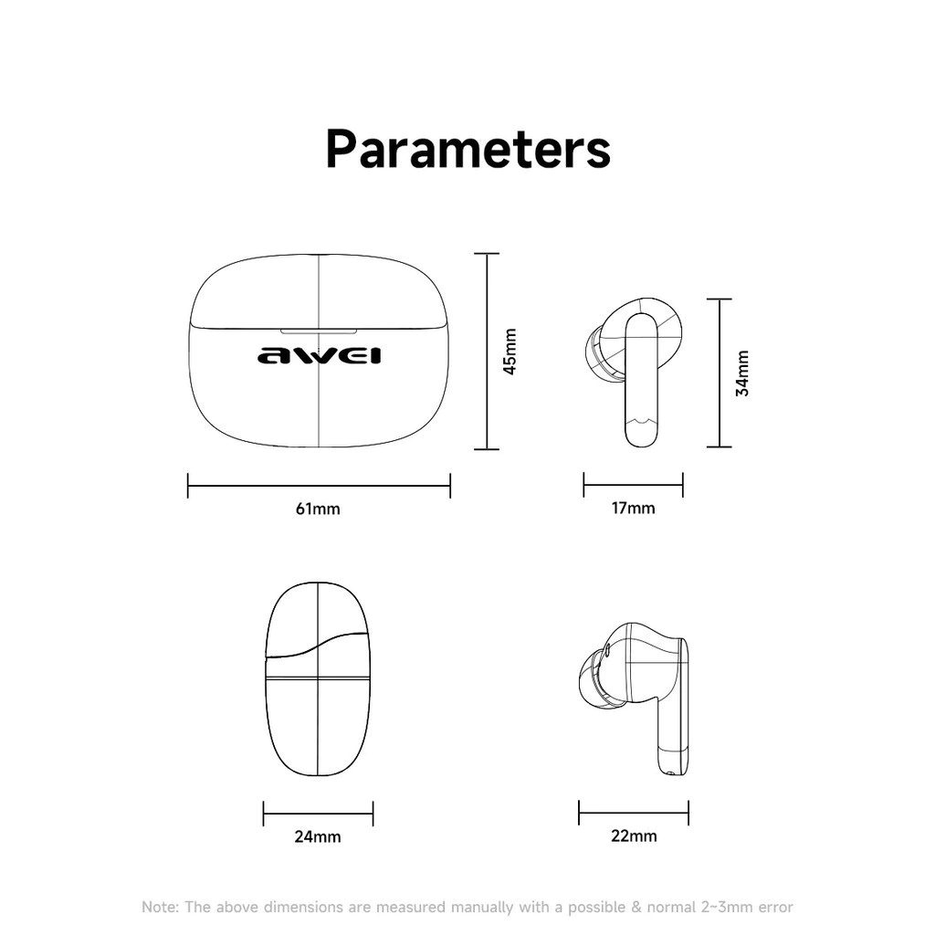Awei T51 True Wireless Bluetooth Earphones C