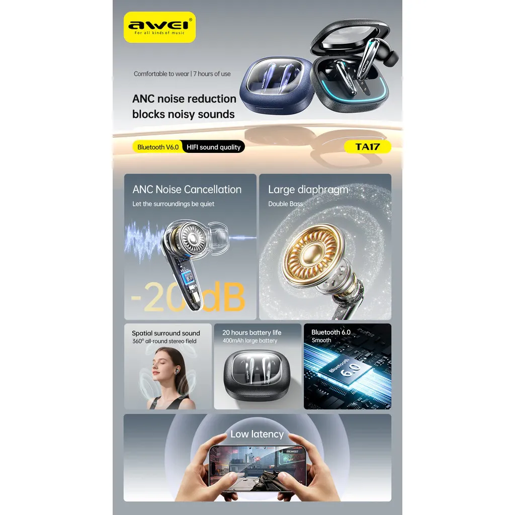 Awei Ta17 Anc True Wireless Earbuds A
