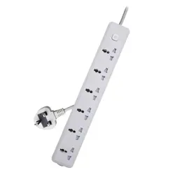 Deli CT705ES 3 Pin 6 Port 3 Meter Power Strip With Surge Protection