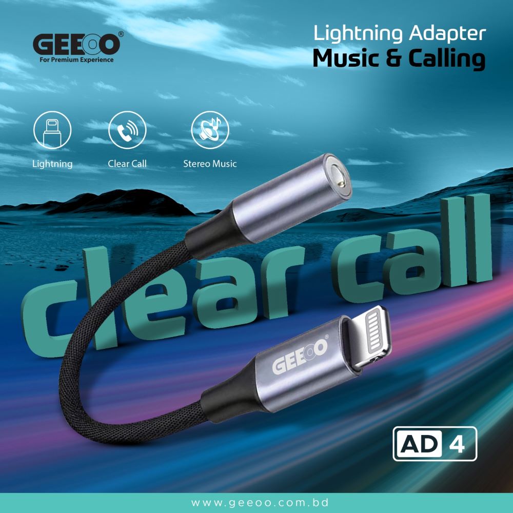 Geeoo Ad4 Lightning To 3 5Mm Headphone Jack Adapter A