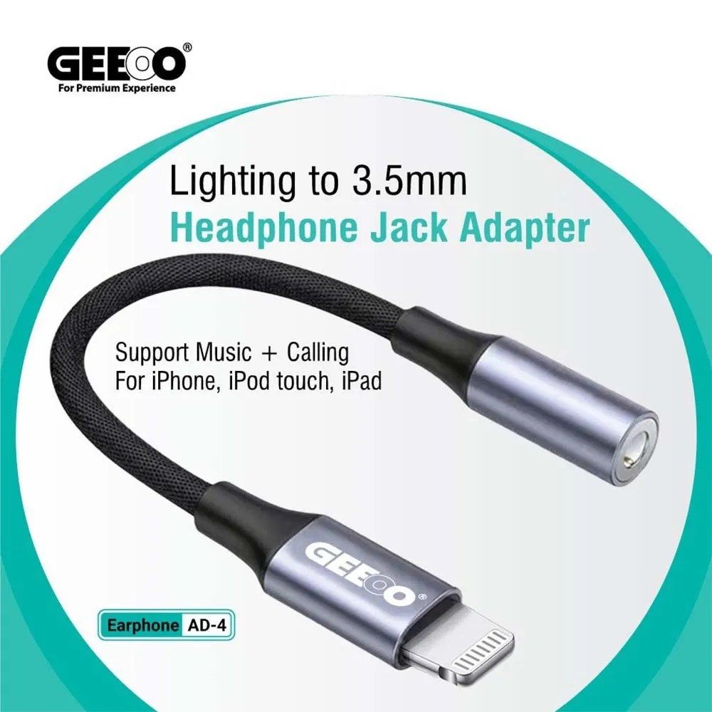 Geeoo Ad4 Lightning To 3 5Mm Headphone Jack Adapter B