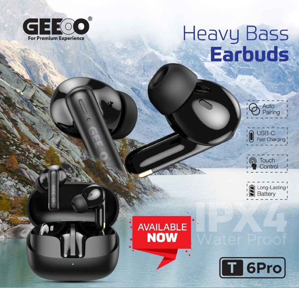 Geeoo T6 Pro Heavy Bass Fast Charging Earbuds A Geeoo T6 Pro Heavy Bass Fast Charging Earbuds A