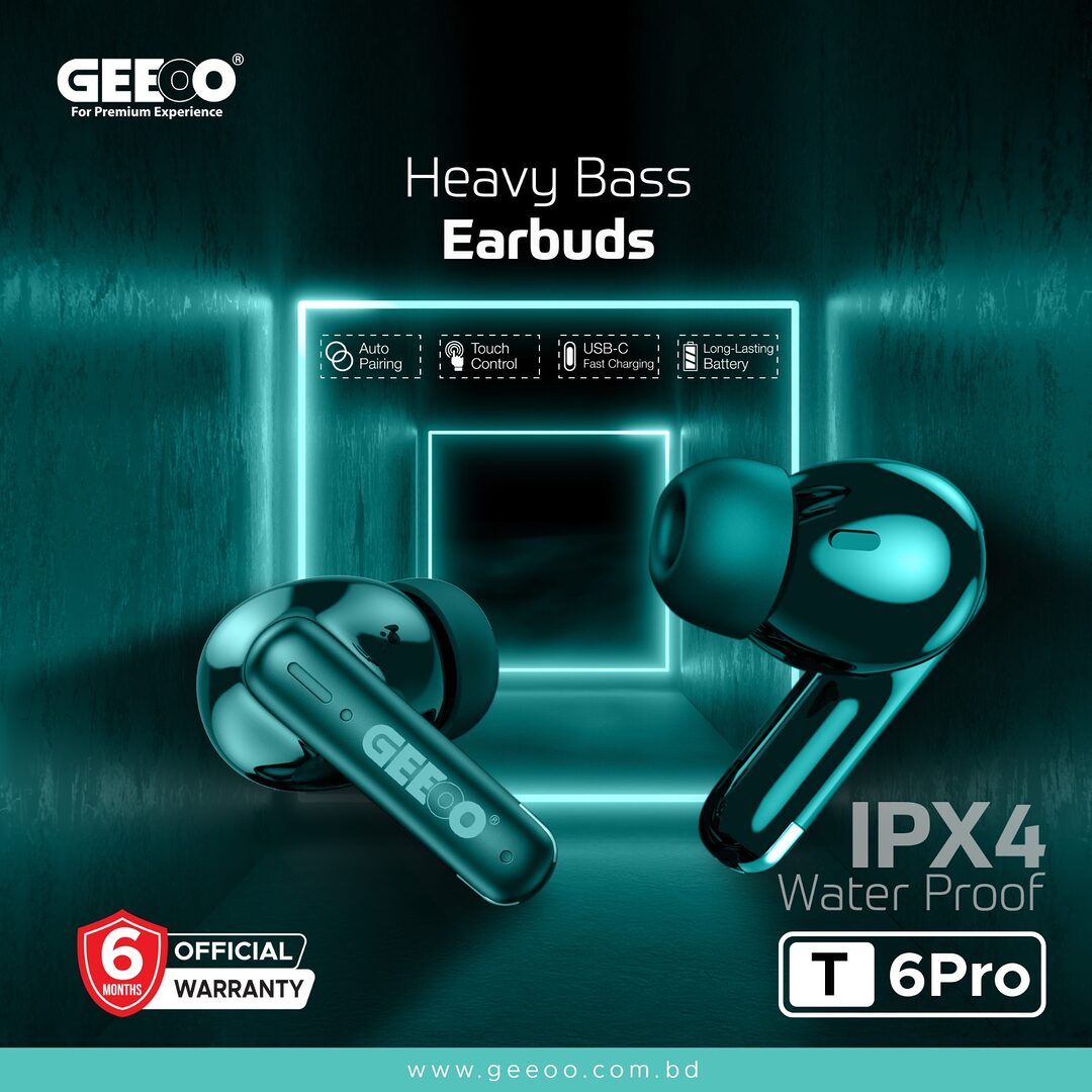 Geeoo T6 Pro Heavy Bass Fast Charging Earbuds B Geeoo T6 Pro Heavy Bass Fast Charging Earbuds B