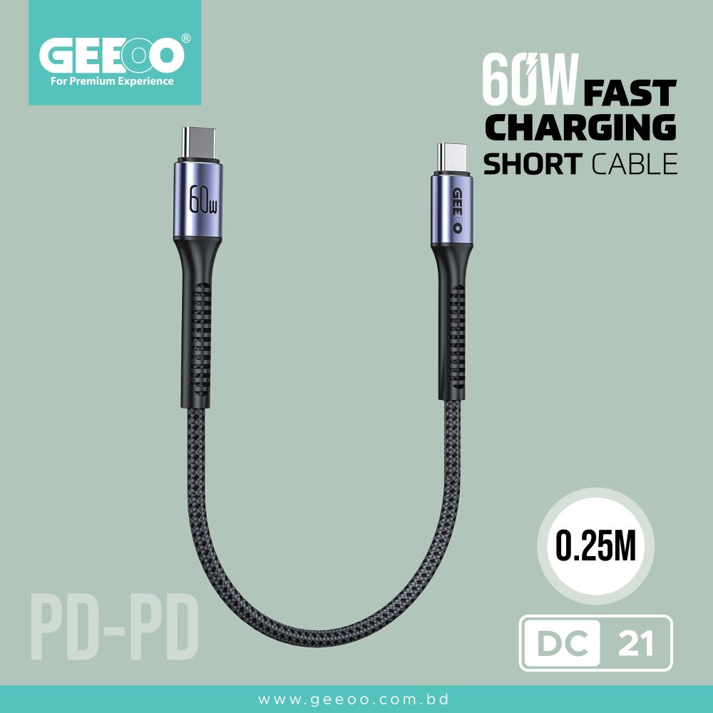 Geeoo Dc21 (Pd Pd) 60W Fast Charging Short Data Cable B Geeoo Dc21 (Pd Pd) 60W Fast Charging Short Data Cable B