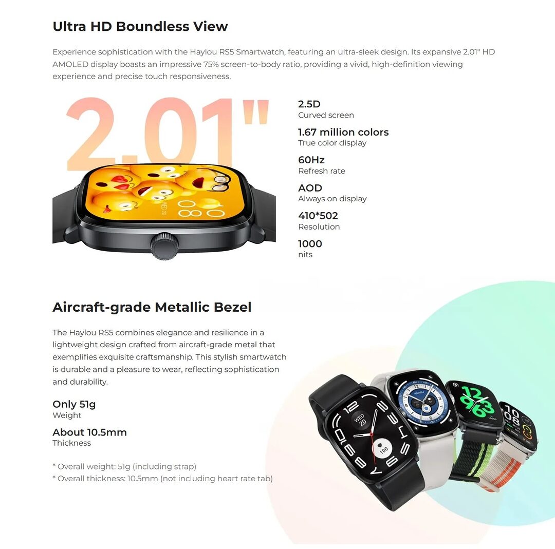 Haylou Rs5 Bt Calling Smart Watch B