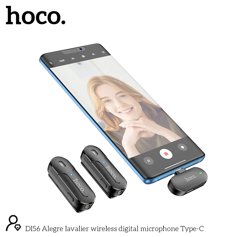 Hoco Di56 Alegre Lavalier Wireless Digital Microphone Type C C Hoco Di56 Alegre Lavalier Wireless Digital Microphone Type C C