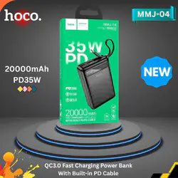 Hoco MMJ 04 20000mAh 35W PD Fast Charging Power Bank with Built in Type C Cable