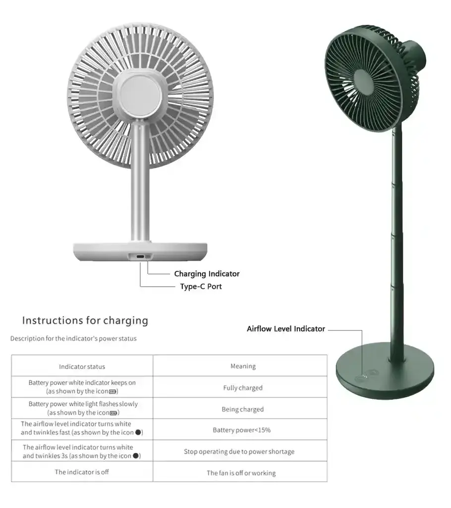 Jisulife Table Fan Life7 Oscillating Extendable Desk Fan C