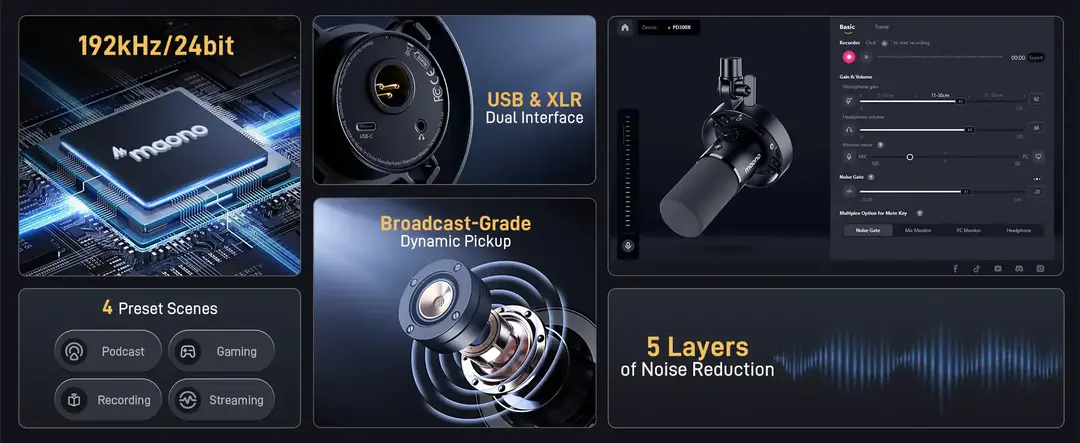 Maono Pd300X Usb Xlr Dynamic Microphone B