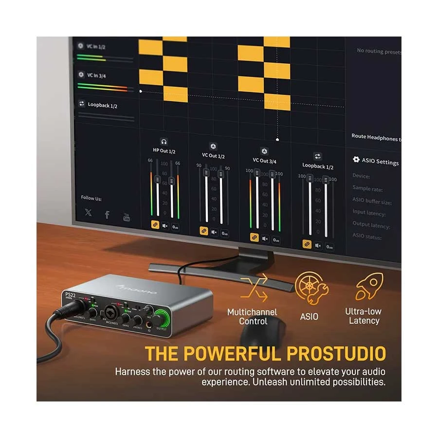 Maono Ps22 Audio Interface For Recording, Music Production, Guitar D