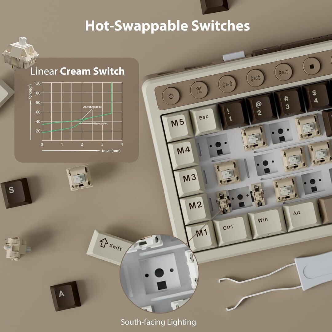 Royal Kludge Rk M70 Tri Mode Wireless Mechanical Gaming Keyboard C