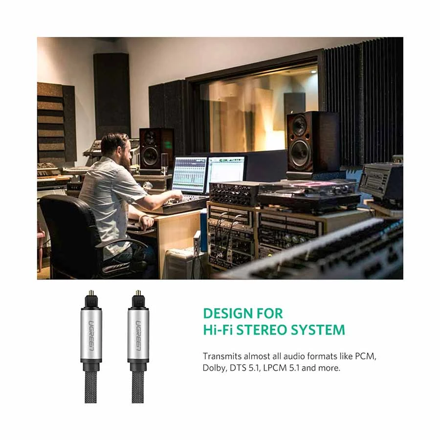 Ugreen Av108 (10542) Toslink Male To Male 1 5 Meter Optical Audio Cable B Ugreen Av108 (10542) Toslink Male To Male 1 5 Meter Optical Audio Cable B