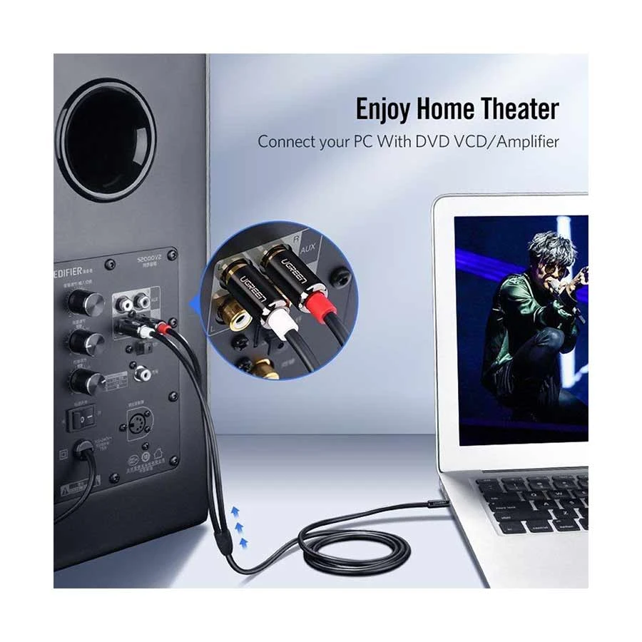 Ugreen Av116 (10590) 3 5Mm Male To 2Rca Male 3 Meter Audio Cable D