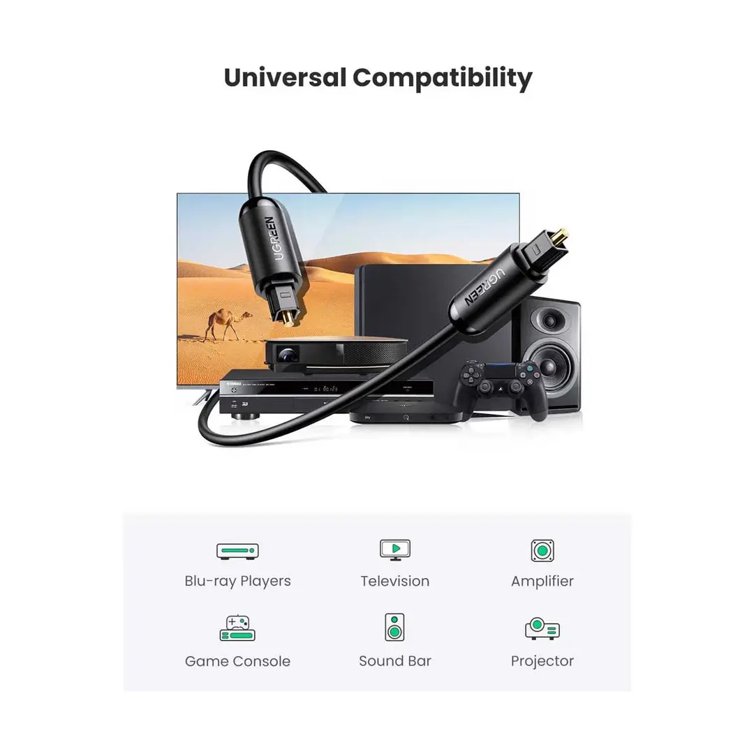 Ugreen Av122 (70893) Toslink Male To Male 3 Meter Optical Audio Cable B