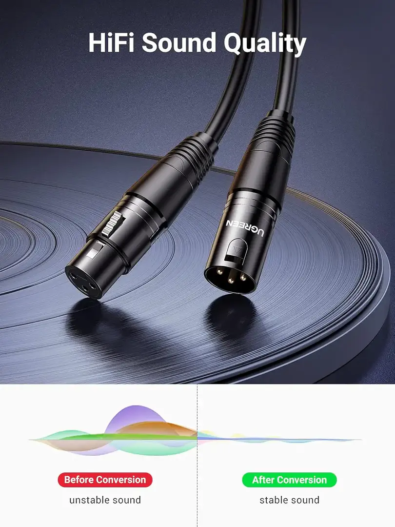 Ugreen Av130 (20712) Xlr Male To Xlr Female 5 Meter Microphone Extension Cable A