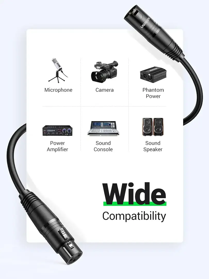 Ugreen Av130 (20712) Xlr Male To Xlr Female 5 Meter Microphone Extension Cable B