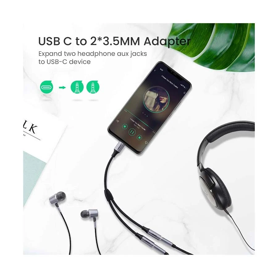 Ugreen Av144 (30732) Type C Male To Dual 3 5Mm Female Converter B