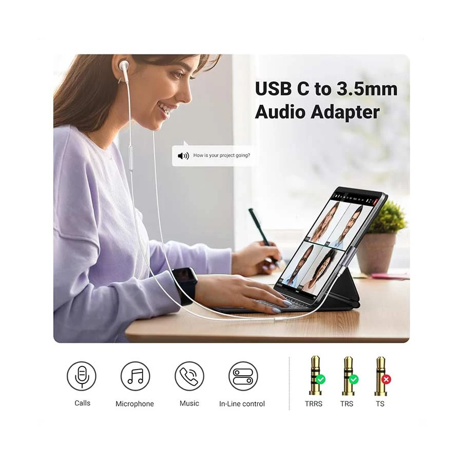 Ugreen Cm460 (20194) Type C Male To 3 5Mm Female Audio Converter A