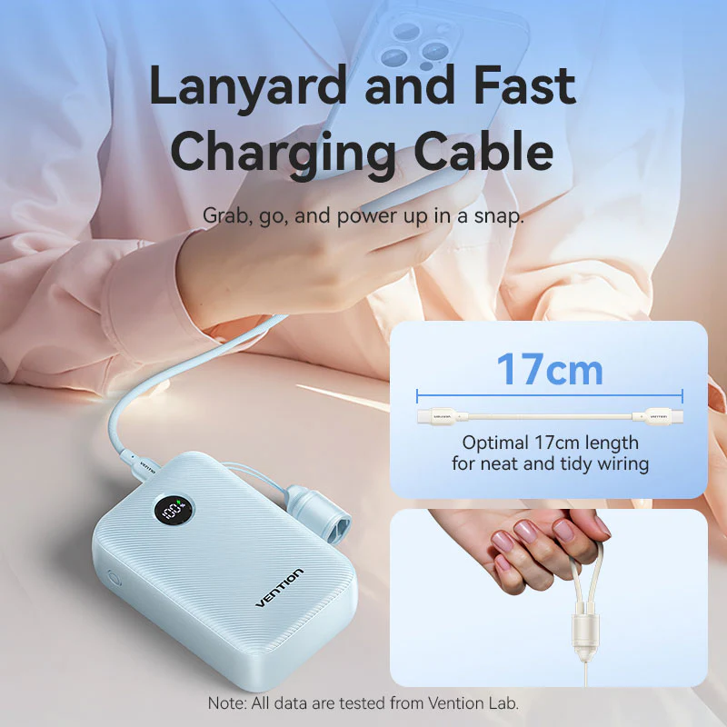 Vention Fkbb0 C 22 5W 20000Mah Led Display Power Bank With Built In Usb C To C Cable D Vention Fkbb0 C 22 5W 20000Mah Led Display Power Bank With Built In Usb C To C Cable D