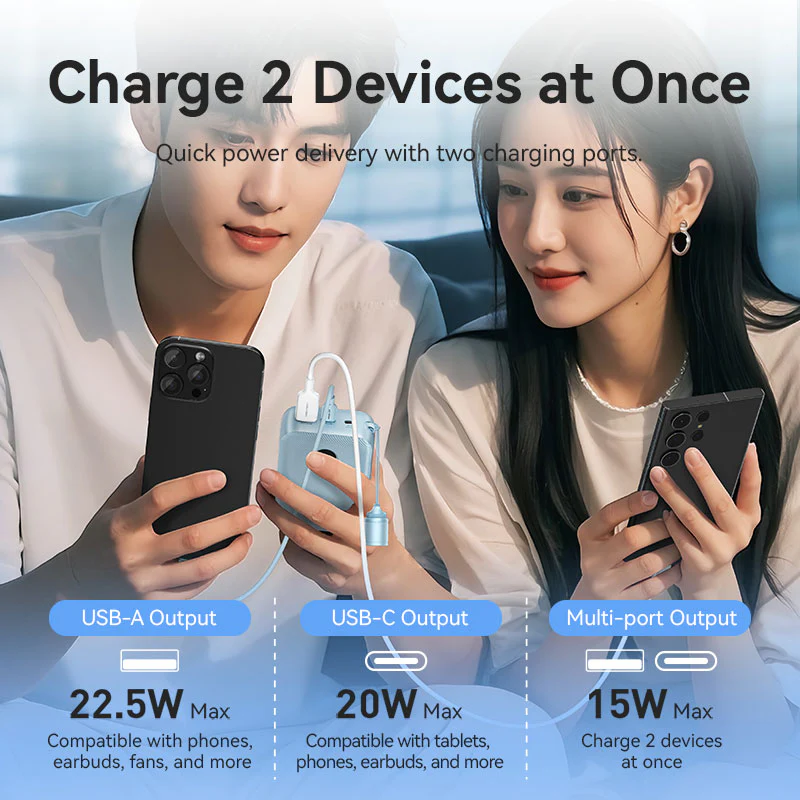 Vention Fkbl0 C 22 5W 20000Mah Led Display Power Bank With Built In Usb C To C Cable B Vention Fkbl0 C 22 5W 20000Mah Led Display Power Bank With Built In Usb C To C Cable B